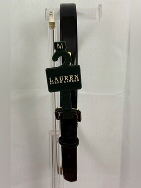 Lauren Ralph Lauren Black Patent 1” Wide Belt with Gold Hardware Medium NWT